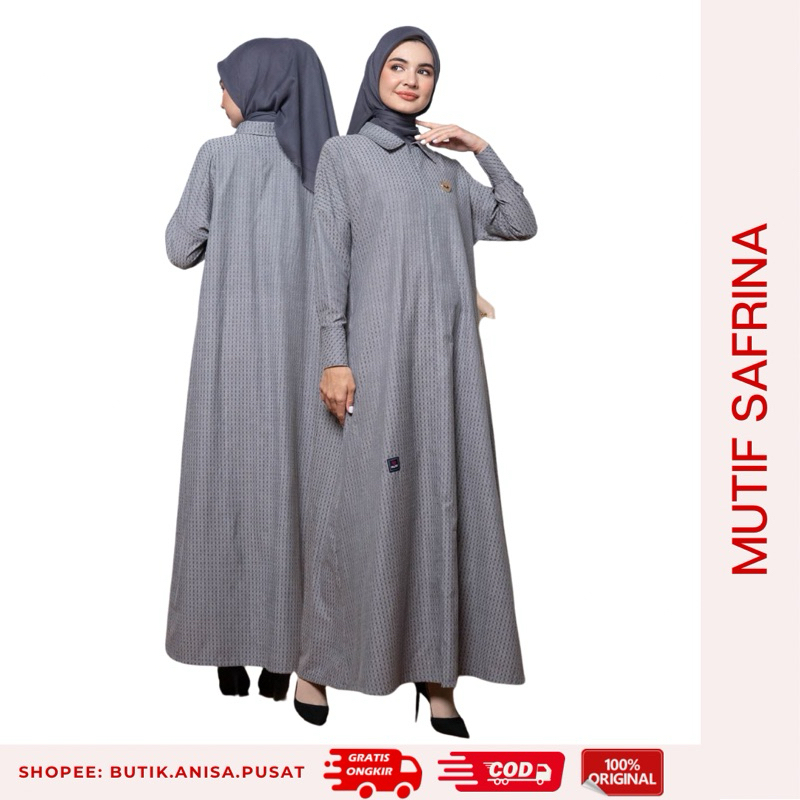 MUTIF GAMIS SAFRINA GREY Busana Muslim Wanita