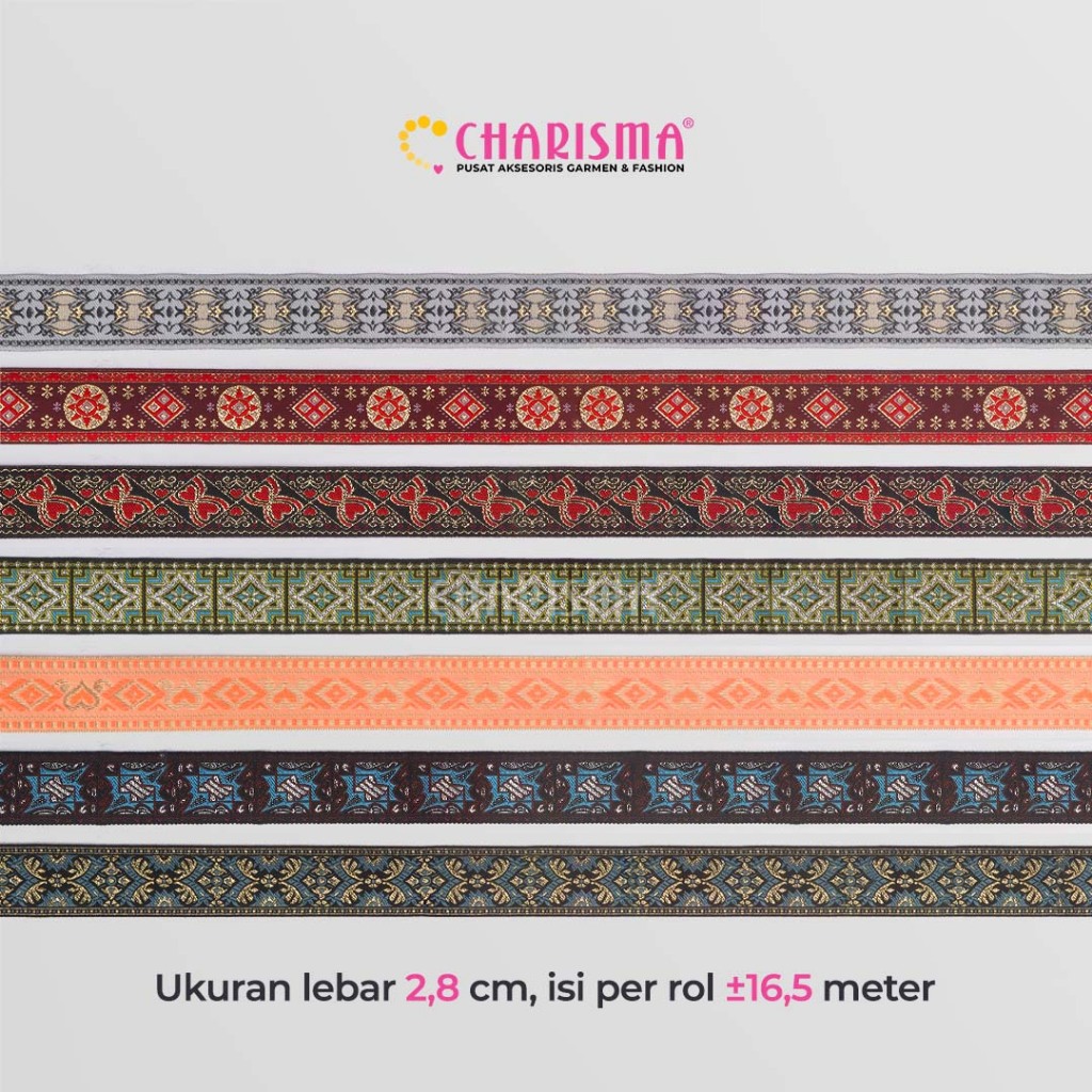 

Charisma Pita Gamis 4 / Pita Gamis lebar 2,8cm / Harga Per 1 Meter