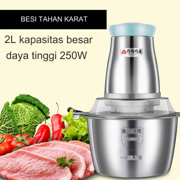 SOLANIA Chopper Blender Penggiling Daging Sayuran Elektrik Kapasitas 2L Bahan Stainless Steel Kuat T