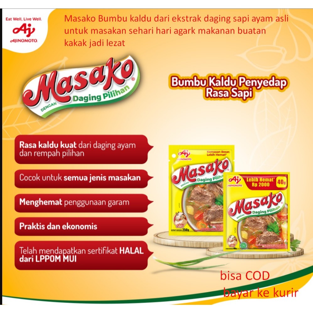 

Masako Bumbu kaldu dari ekstrak daging sapi ayam asli untuk masakan sehari hari agark makanan buatan kaka jadi lezat 250 gr