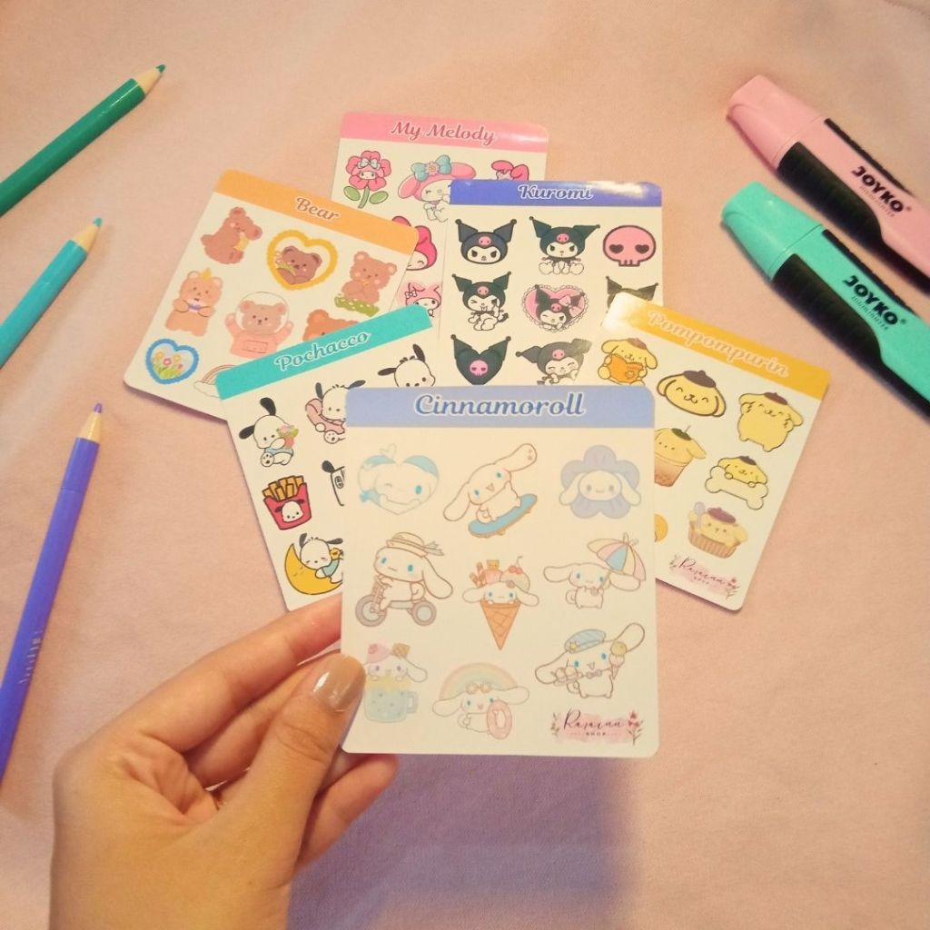 

Stiker karakter lucu/stiker kuromi/my melody/pochacco/cinnamoroll/pompompurin/stiker beruang