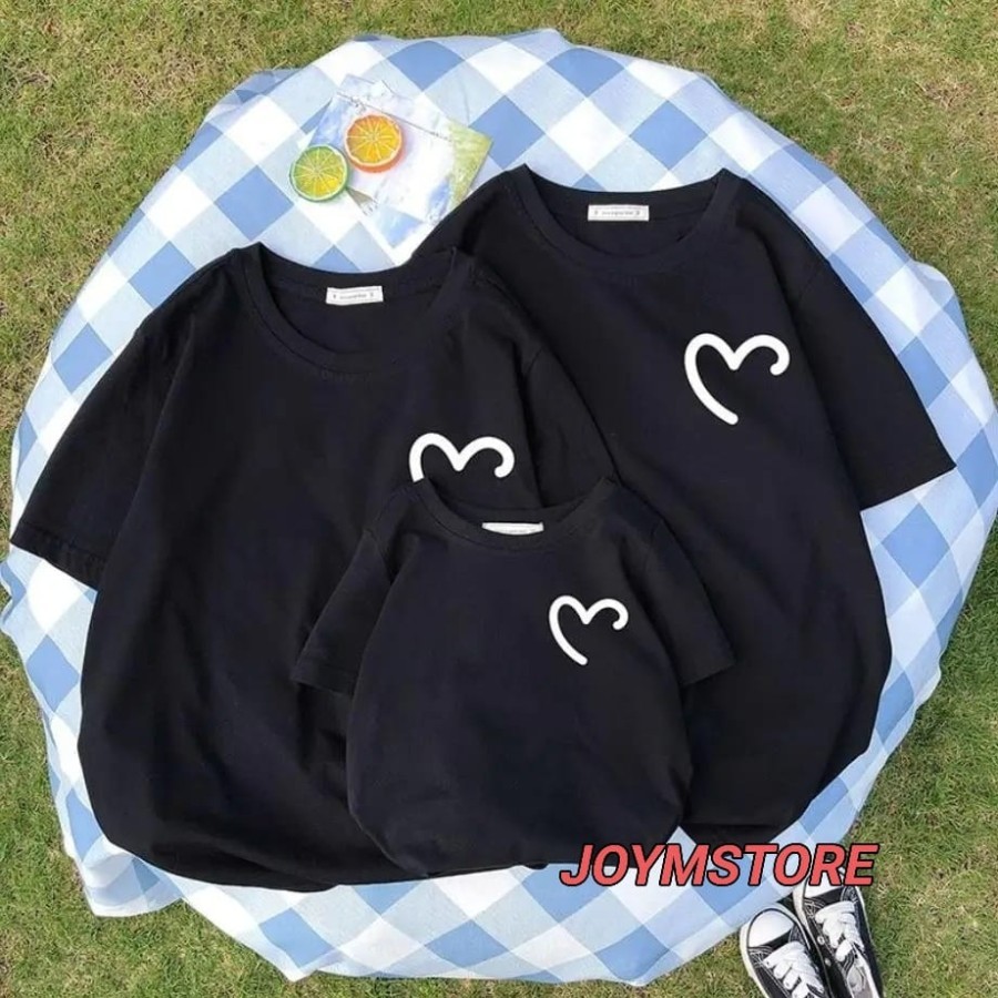Baju Kaos Couple Keluarga Sablon LOVE Lengan Pendek Atasan Kaos Couple Pasangan Family