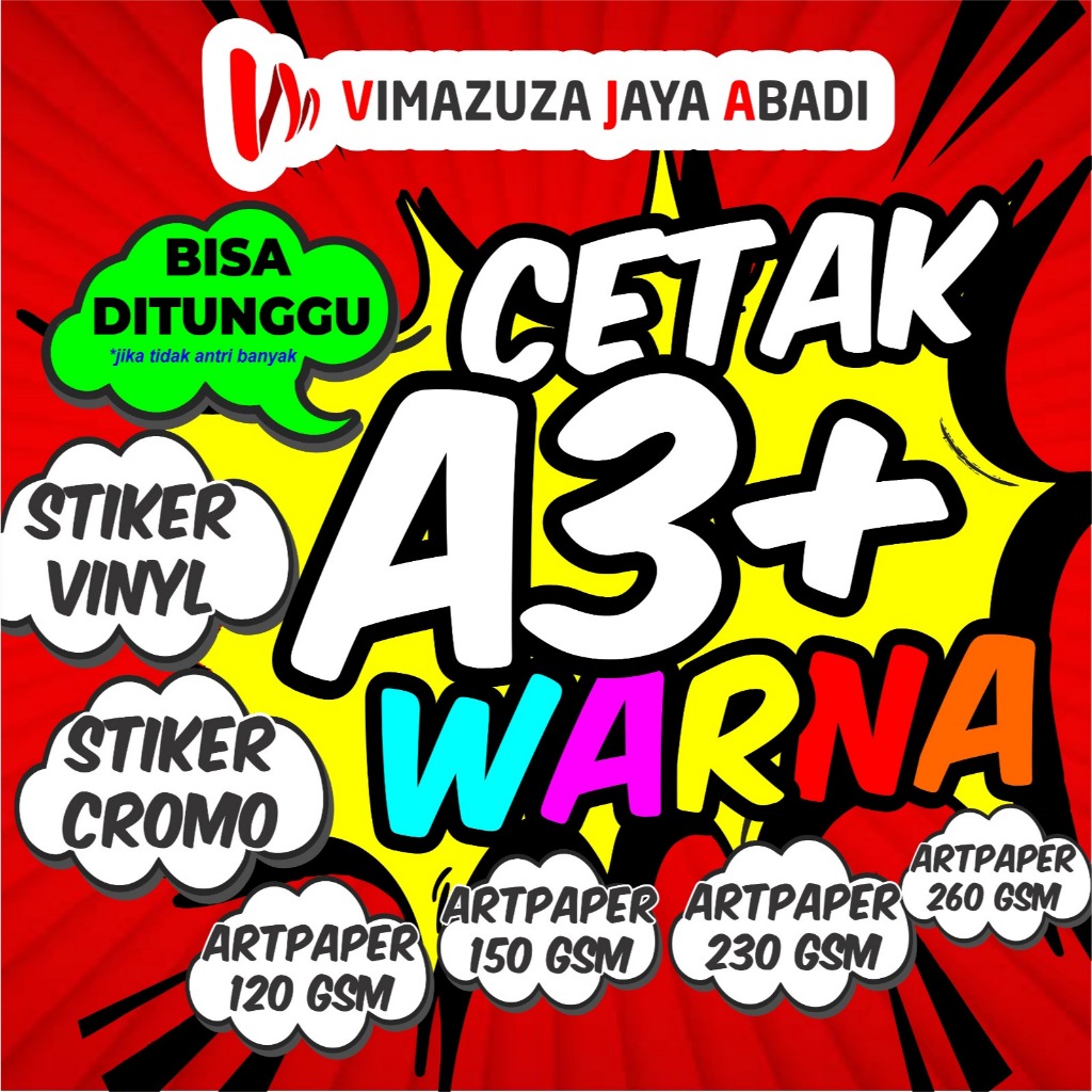 

PRINT A3+ WARNA STIKER CROMO/MIRROR/BONTAC
