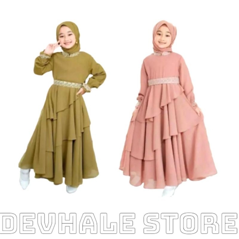 DRESS GAMIS SET KHIMAR/GAMIS MIKAYLA KIDS FREE HIJAB/GAMIS KONDANGAN ANAK USIA TANGGUNG PLUS KERUDUN