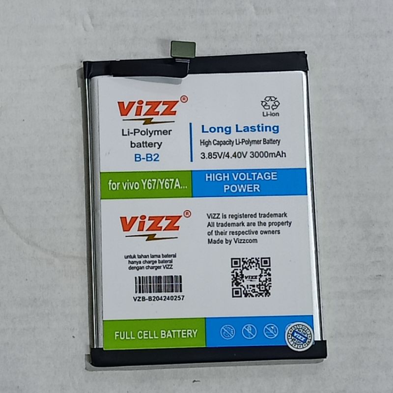 baterai double power baterai vizz b-b2 for vivo y66 y67