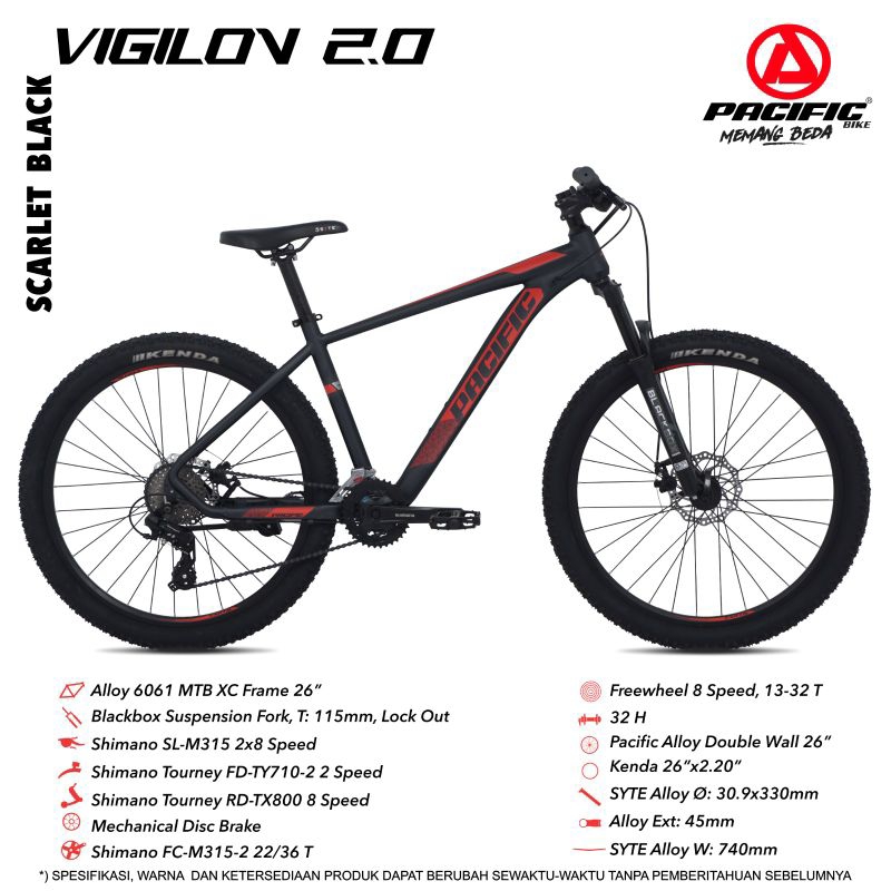 Sepeda MTB 26 inc VIGILON 2.0 Alloy Pacific Bike Sepeda Gunung