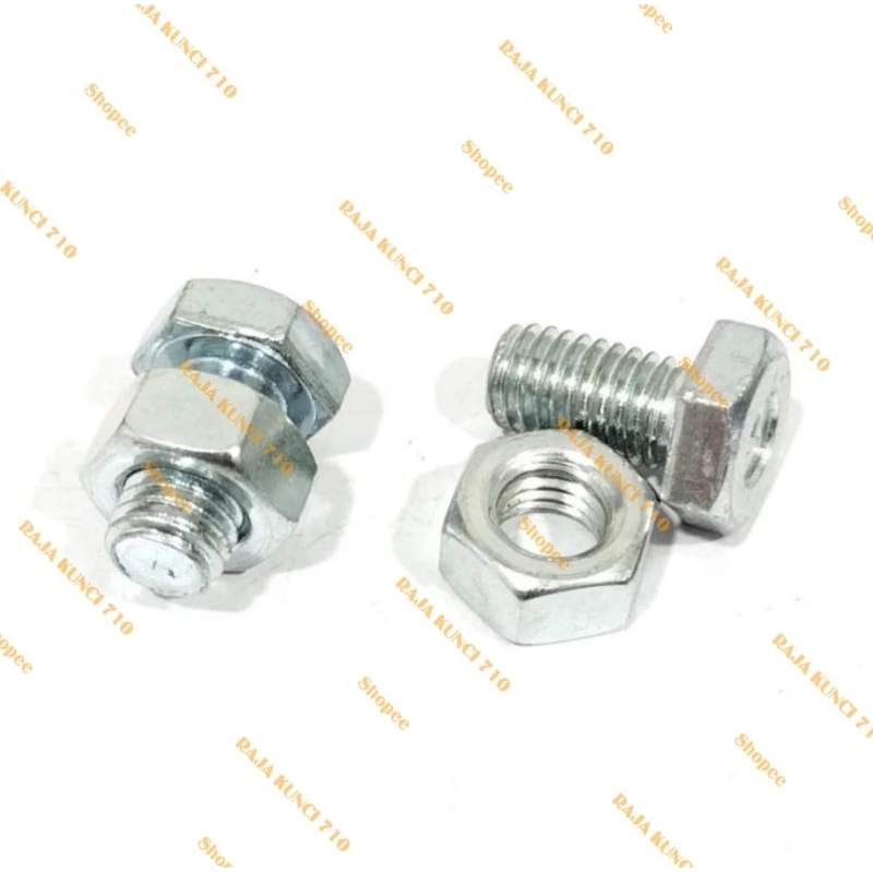 Mur Baut Siku Lubang M8 x 15 Kunci 14 / Siku Lobang / Baut + Mur Rak