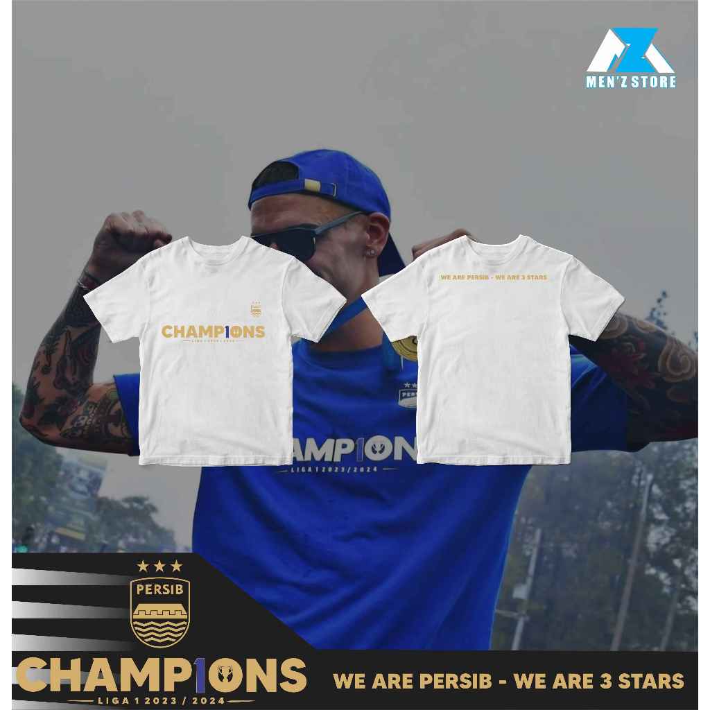 KAOS PERSIB CHAMPIONS 2024 PUTIH PERSIB JUARA