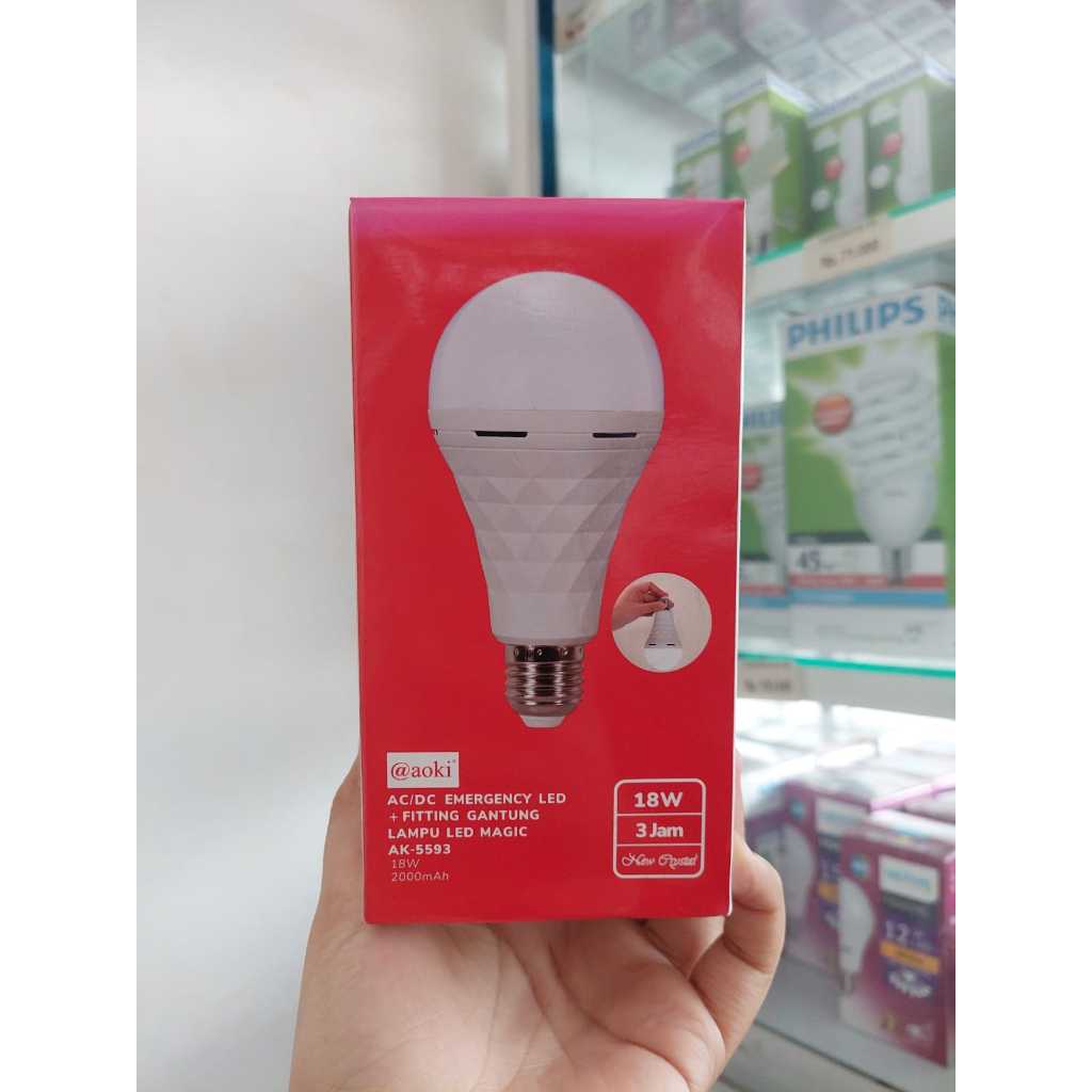 Aoki Lampu LED Magic/Lampu LED Emergency+Fitting Lampu/Lampu LED Putih/ Lampu Baterai/Lampu AOKI