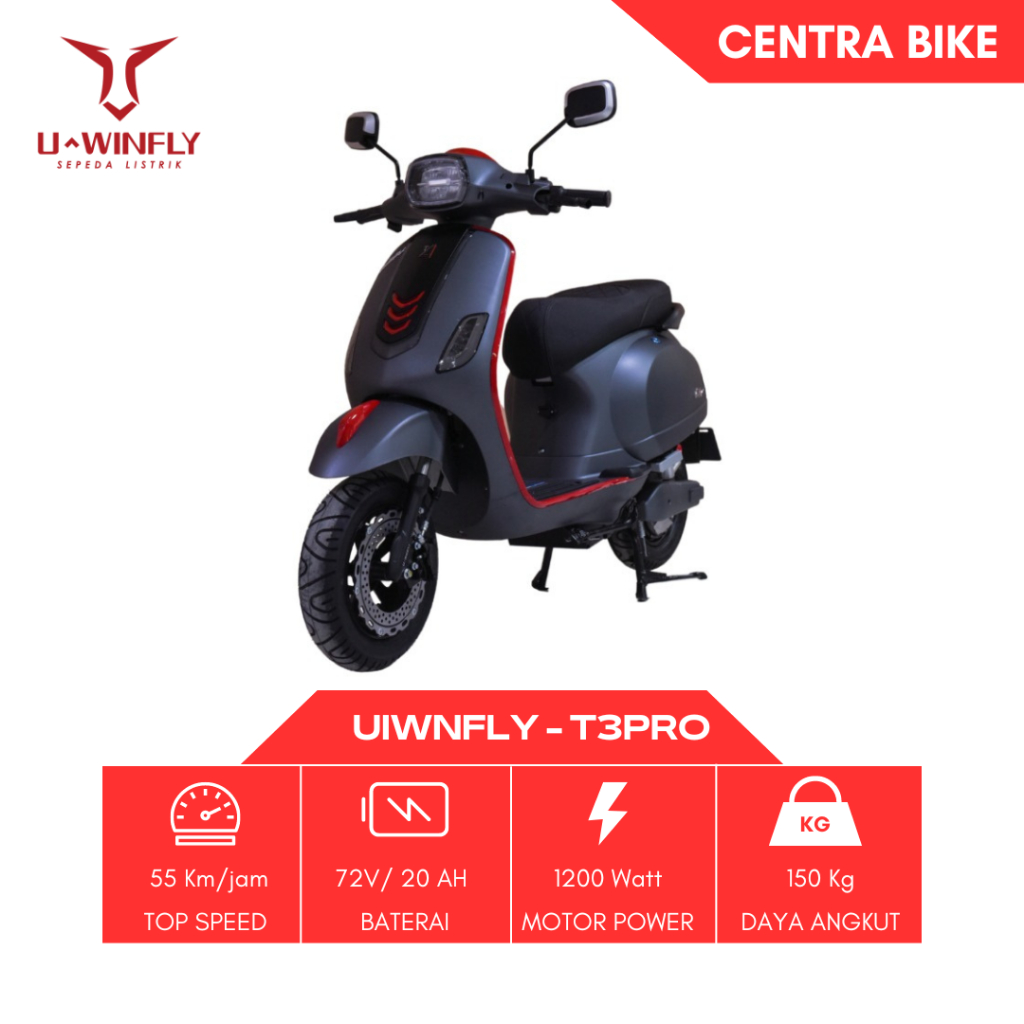 Motor Listrik UWINFLY T3 PRO Terbaru 72V/20Ah 1200Watt
