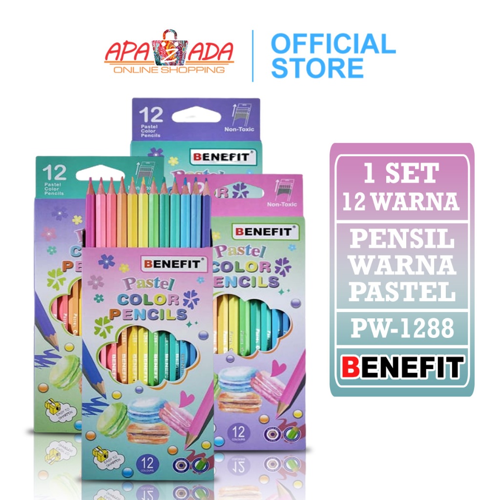 

Apazada - Pensil Warna Panjang Pastel Non Toxic [1 Set - 12 Warna] / Pastel Colours BENEFIT PW-1288