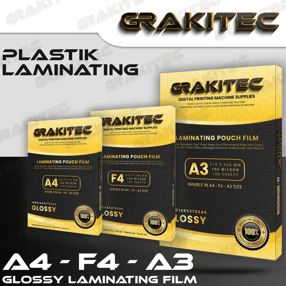 

Discount Today Plastik Laminating FIlm F4 A4 Glossy 1 MICRON 1 PCS Grakitec