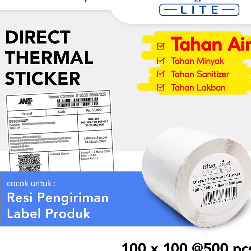 

Cashback Direct Thermal Sticker 1 x 1 BLUEPRINT Lite Kertas Stiker Label Resi 1x1 mm 5Pcs