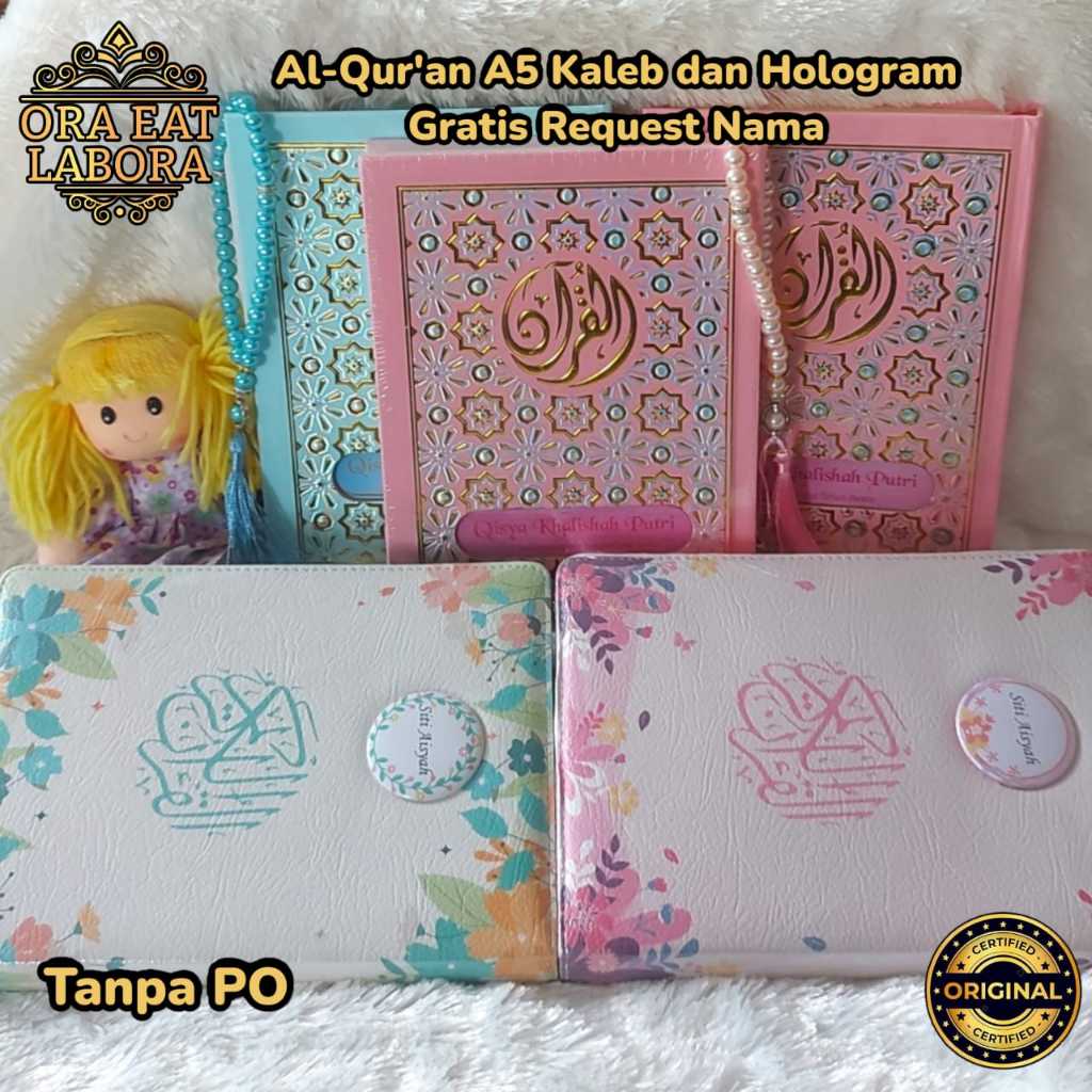 Al-Quran A5 Hologram dan Al-Quran Kaleb A5 A6 - A5 Quran Custom Nama Eksklusif Emboss Emas Silver Ho