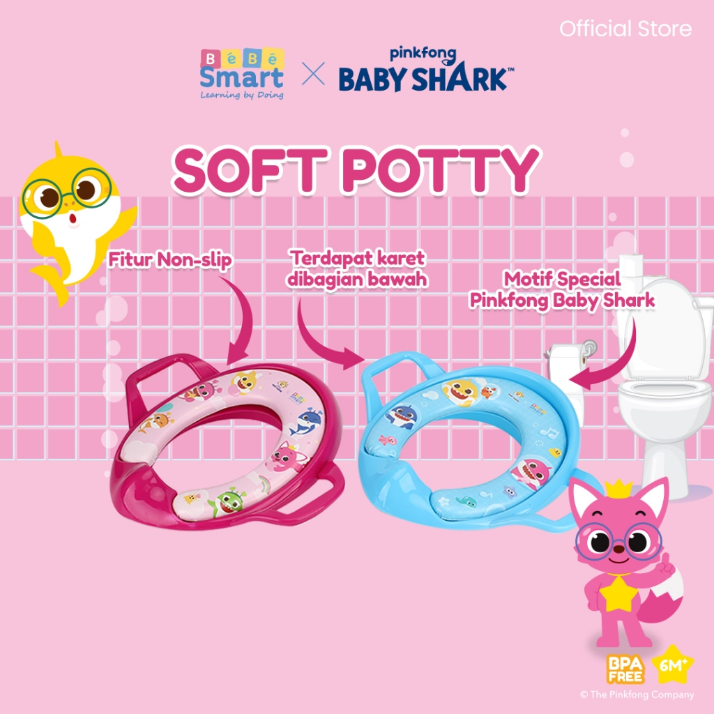 Makassar - BEBE SMART Baby Shark Soft Potty Toilet Seat With Handle / Toilet Training Anak / Potty T