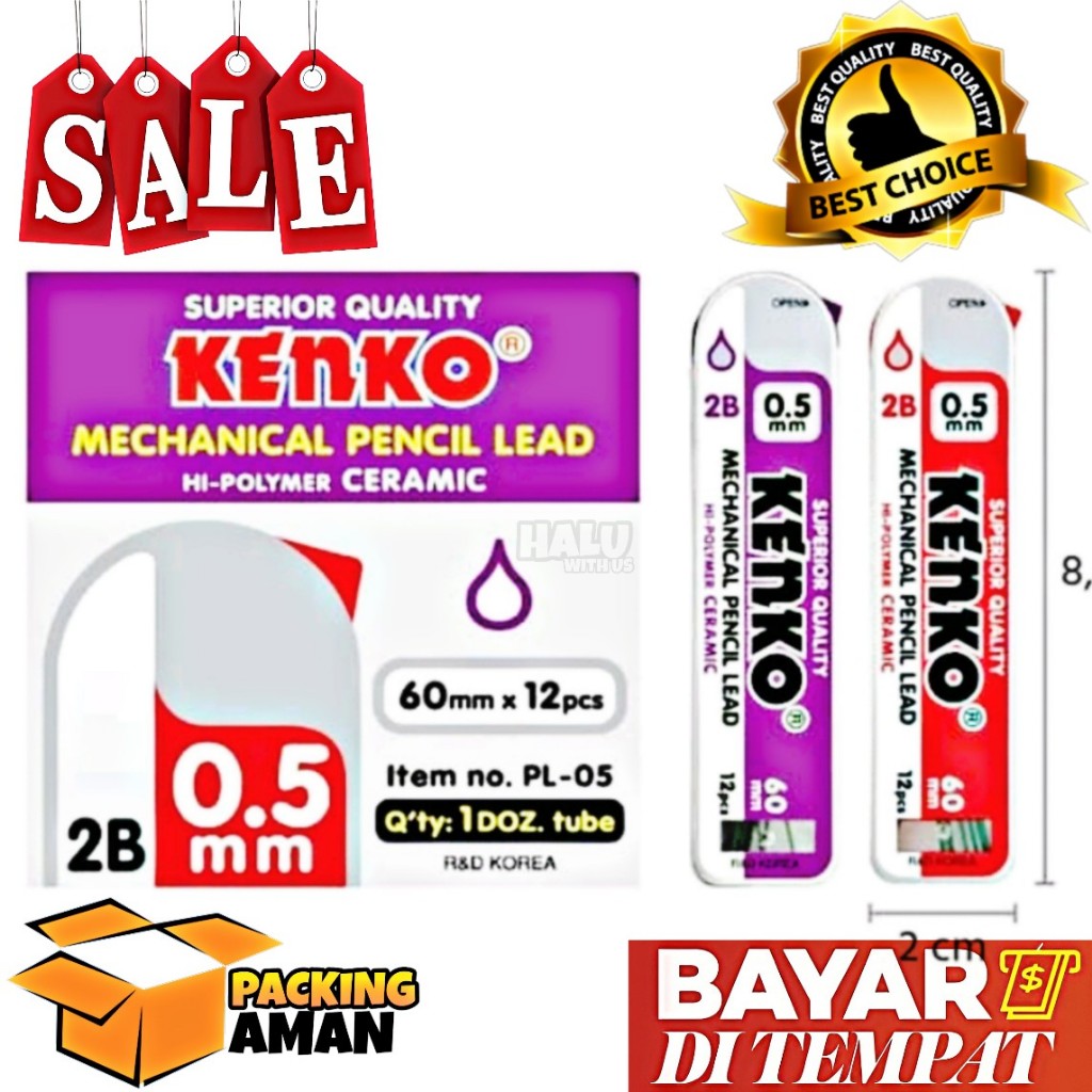 

(BISA COD) PROMO 1 Tube Isi Pensil Mekanik Kenko PL-05 / Pencil Lead / 2B / 0.5 mm