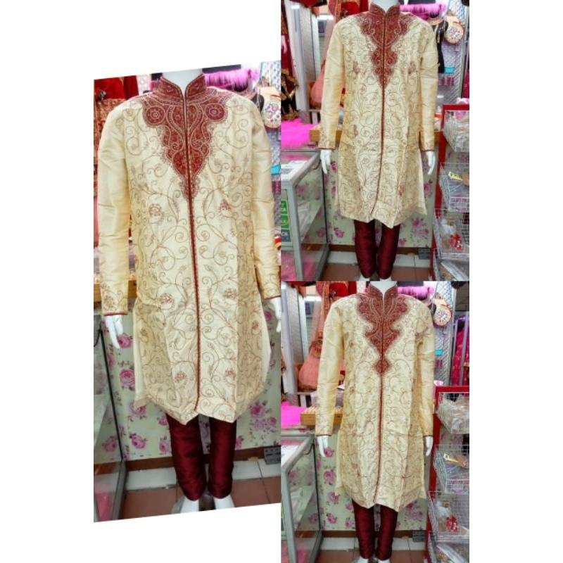 SHERWANI MERAH / KURTA INDIA / BAJU PENGANTIN INDIA PRIA