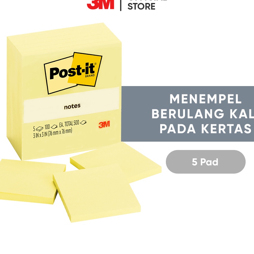 

Murah 3M Postit Notes Canary Memo Tempel 6545 CNR Menempel berulah kali pada kertas 5 pad 76x76 mm Untuk berbagai permukan kertas