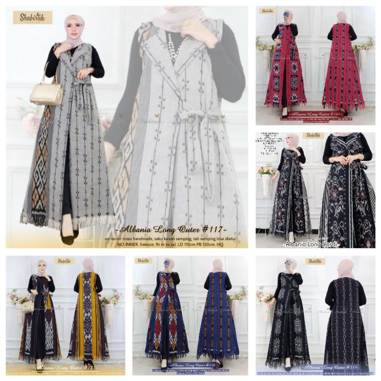 KODE P58G ALBANIA Long Outer Etnic Tenun Troso  ORI BERLABEL SHABIRAH