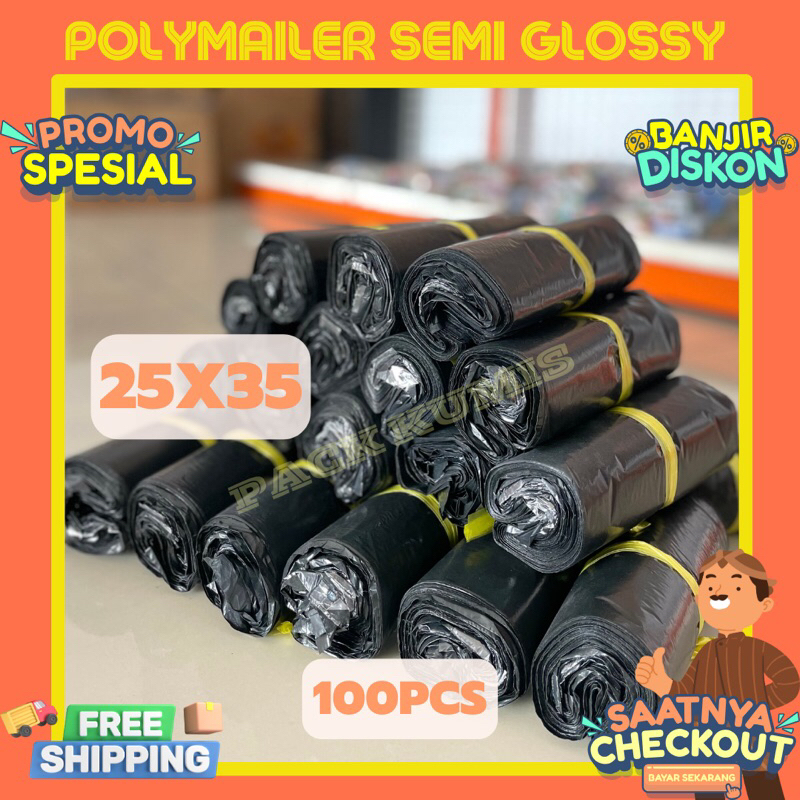 

(TERMURAH) Plastik Polymailer Hitam 25x35 isi 100pcs