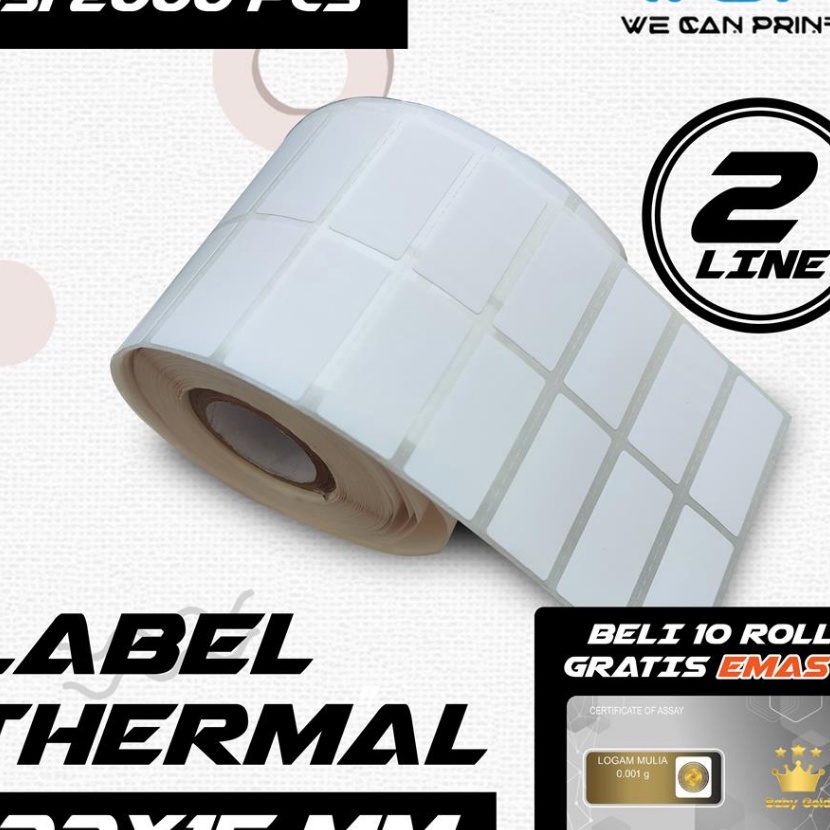 

Hematku Label Thermal Barcode 33 x 15 mm Kertas Sticker Thermal 33x15 mm 2 LINE isi 2 pcs
