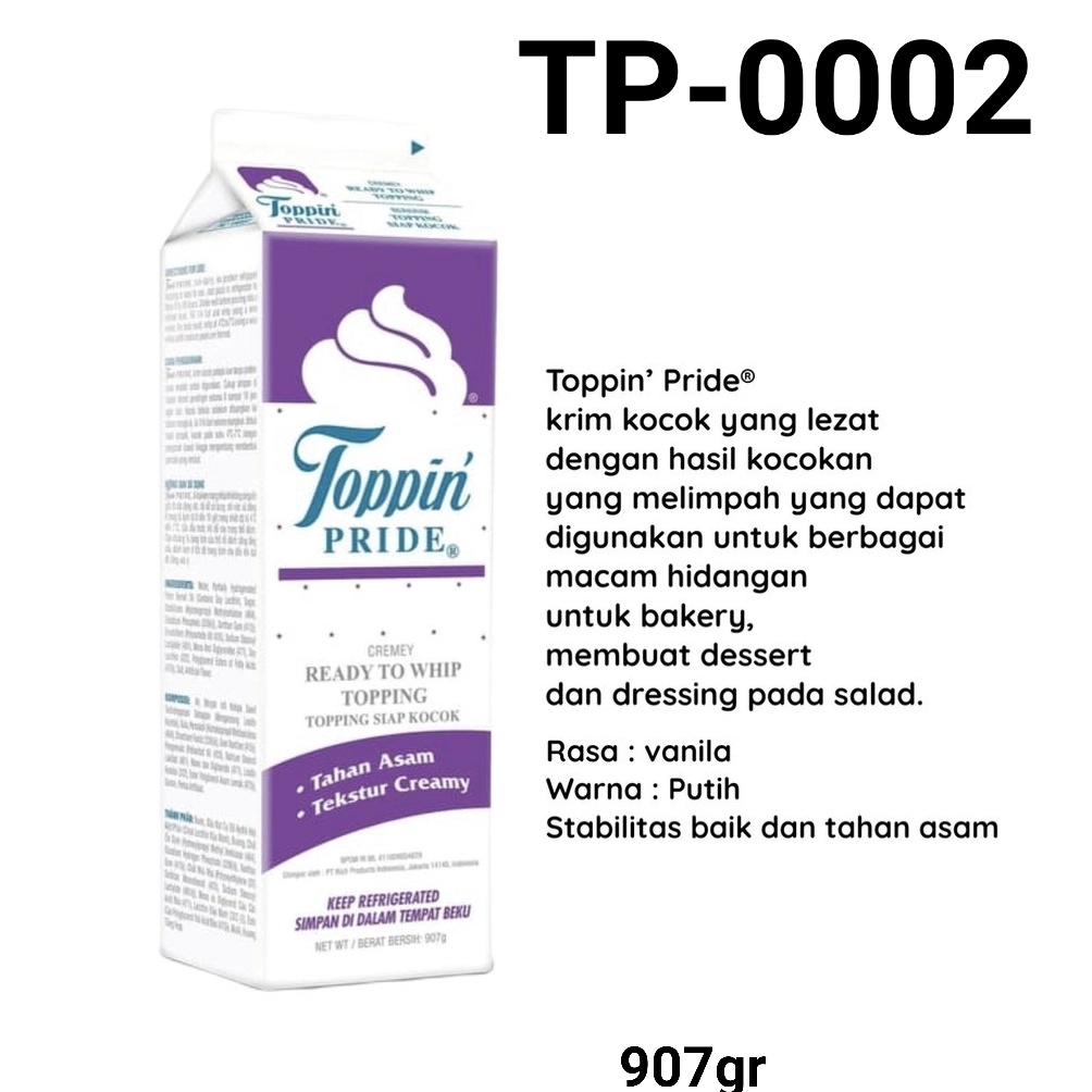 

BOMBASTIS TP2 Topping pride whip whipping cream vegan Nabati plant based yamama baking