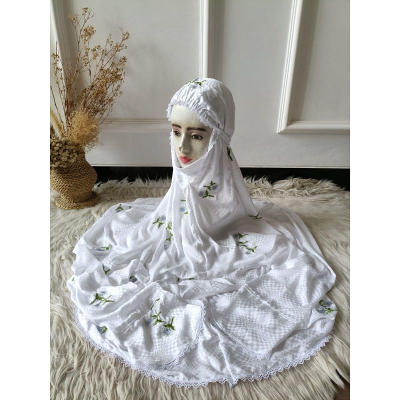 MUKENA SUTRA BLITZ BORDIR BORDIR DAISY TERUSAN