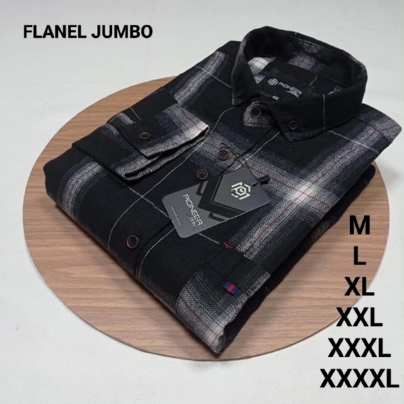 kemeja flanel motif veterano hitam M-L-XL-XXL-XXXL-XXXXL oversize jumbo