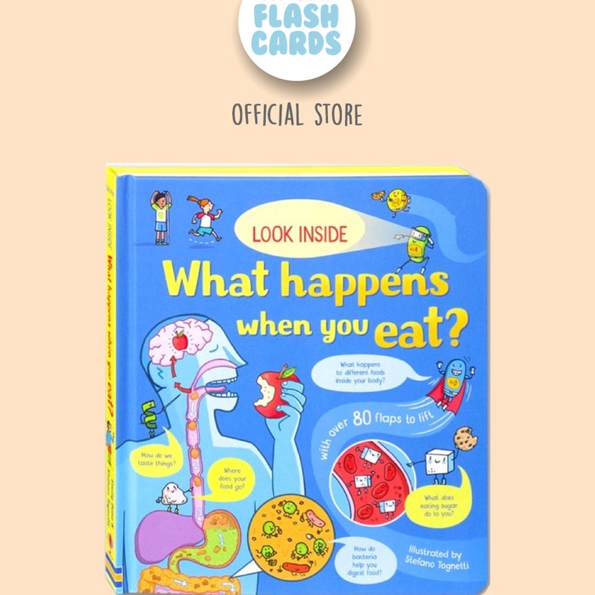 HJ6 What Happens when you eat Look Inside Lift the Flap Book Buku Edukasi Anak Import Education Book