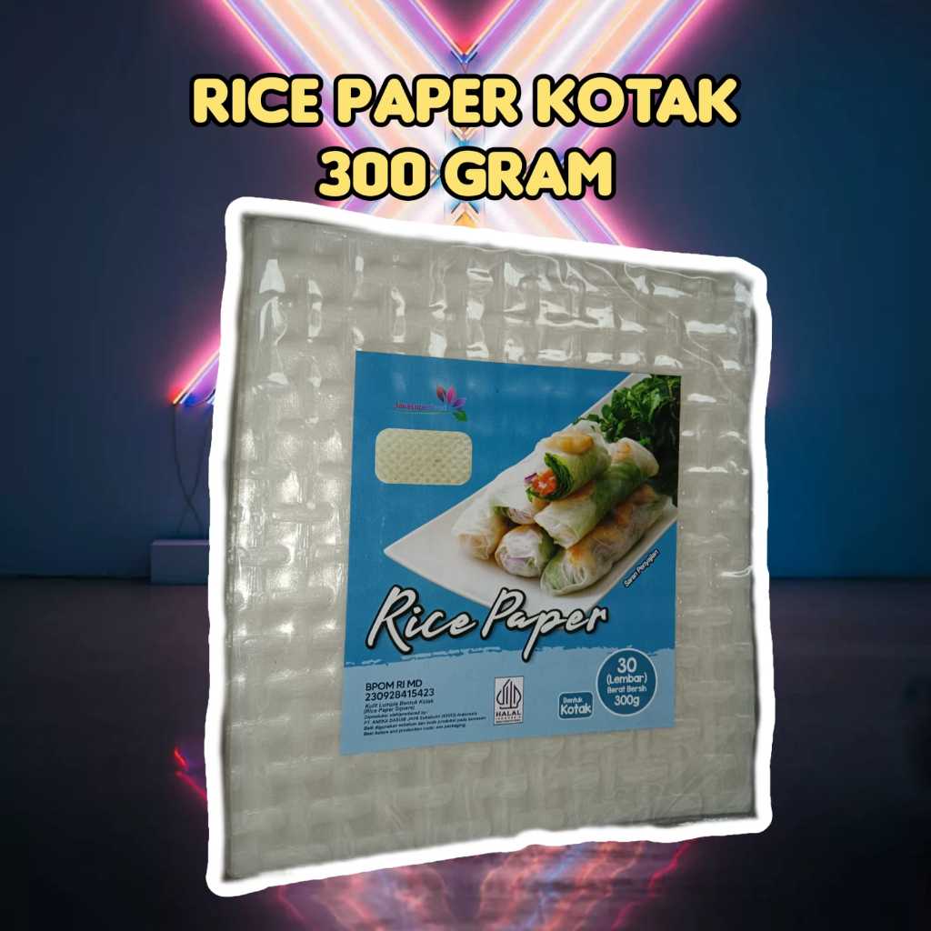 

RB Rice Paper KOTAK 300 g isi 30 lembar HALAL - Banh Trang 22cm - Kulit Lumpia Vietnam- Rice roll-