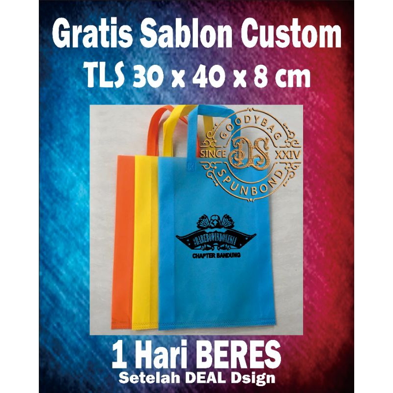 tas sablon 30x40x8 lipat samping sablon custom spunbond goodie bag kantong