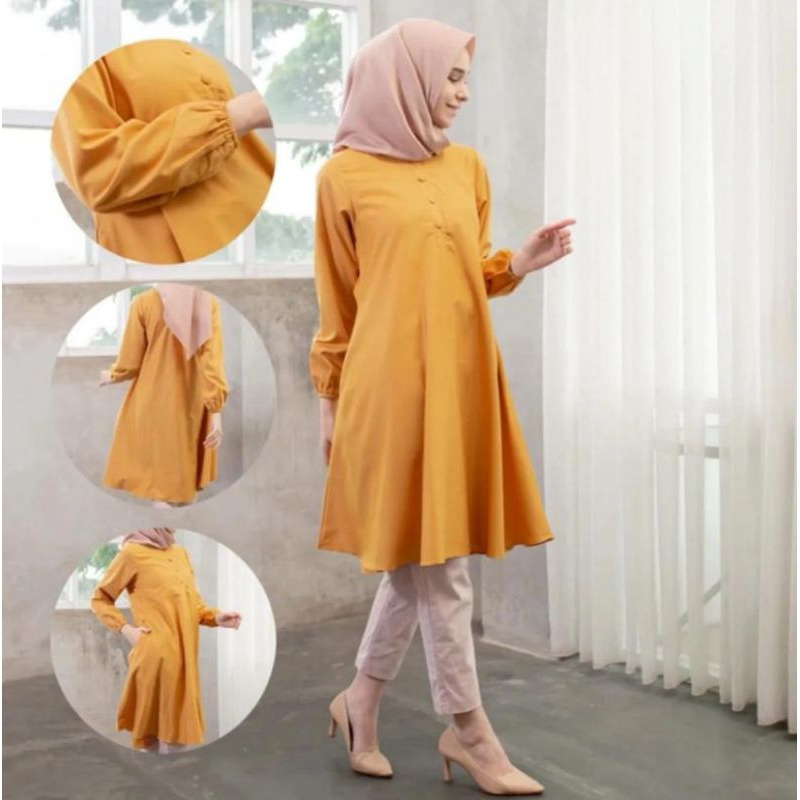 Atasan tunik putih polos remaja MARYANI TUNIK kemaja crincle airflow import atasan wanita tunik mura