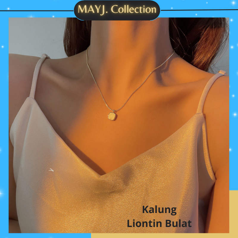 Kalung Wanita Liontin Kekinian Kalung Hijab Anti Karat Kalung Bulat Putih Mutiara