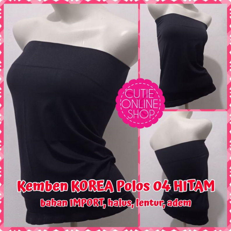 KODE Q93L Kemben KOREA Polos 4 HITAM  Pakaian Inner  Dalaman Wanita  Daleman Cewek  Tank Top Tanpa T