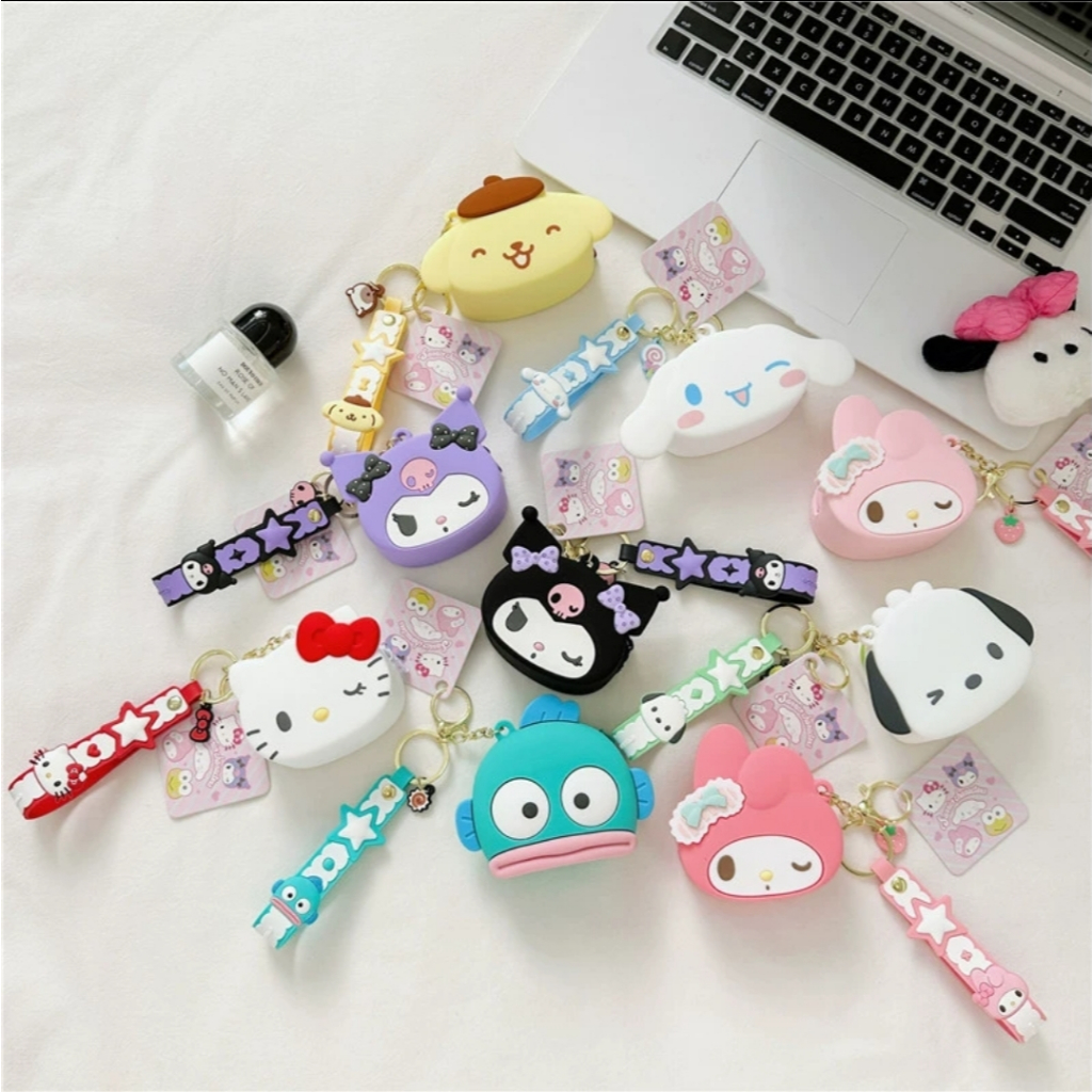 Hello Kitty Indonesia - Gantungan Tas Gantungan Kunci Dompet Koin Dompet Headset Silicon Sanrio Head
