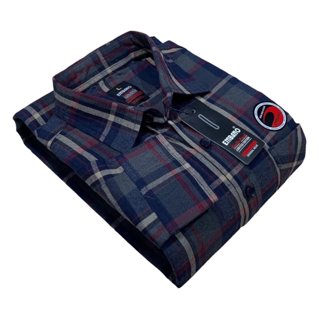 Kemeja Kotak Pria Lengan Panjang Ukuran M L XL Hem Casual Formal Kuliah Atasan Cowok Katun Flanel Sa