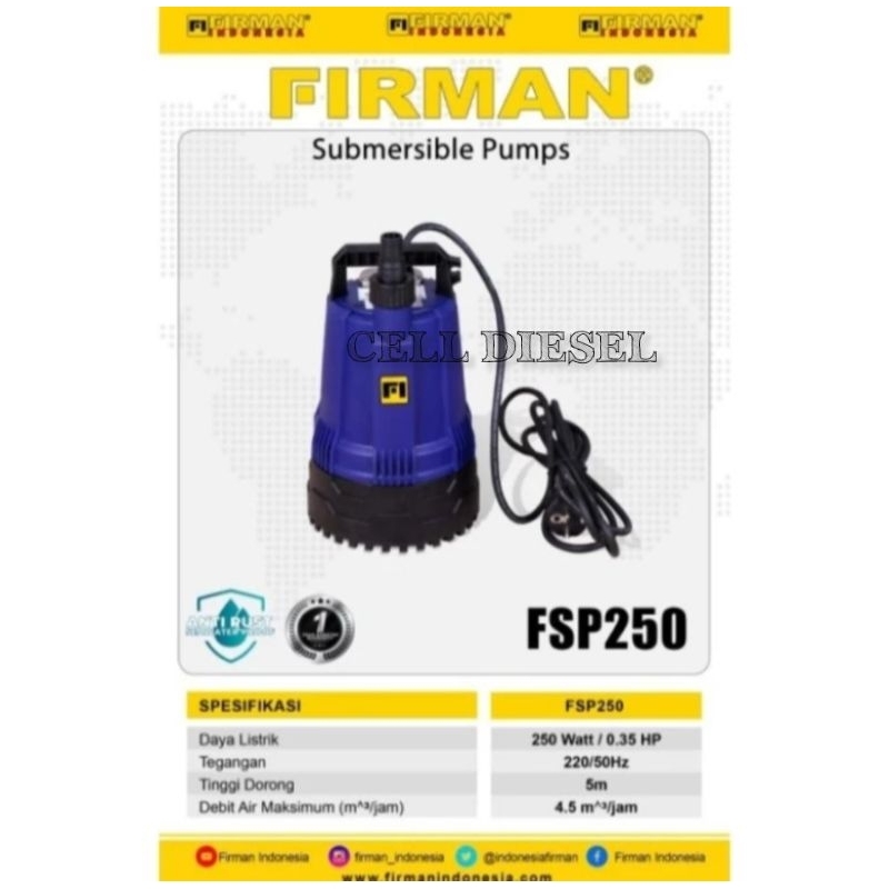 Pompa Celup air kolam submersible PUMP FSP250 FIRMAN