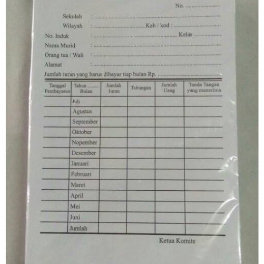

Terbatas Kartu Iuran Siswa Bayaran Sekolah SPP BP3