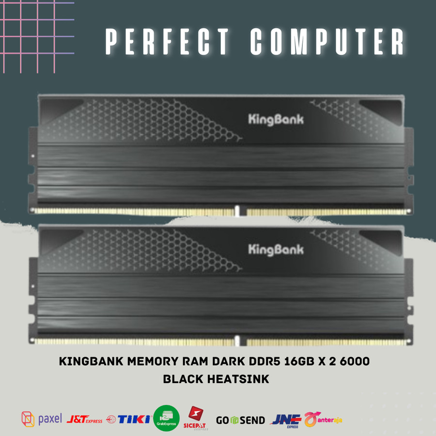 RAM KINGBANK MEMORY DARK DDR5 16GB X 2 6000 BLACK HEATSINK