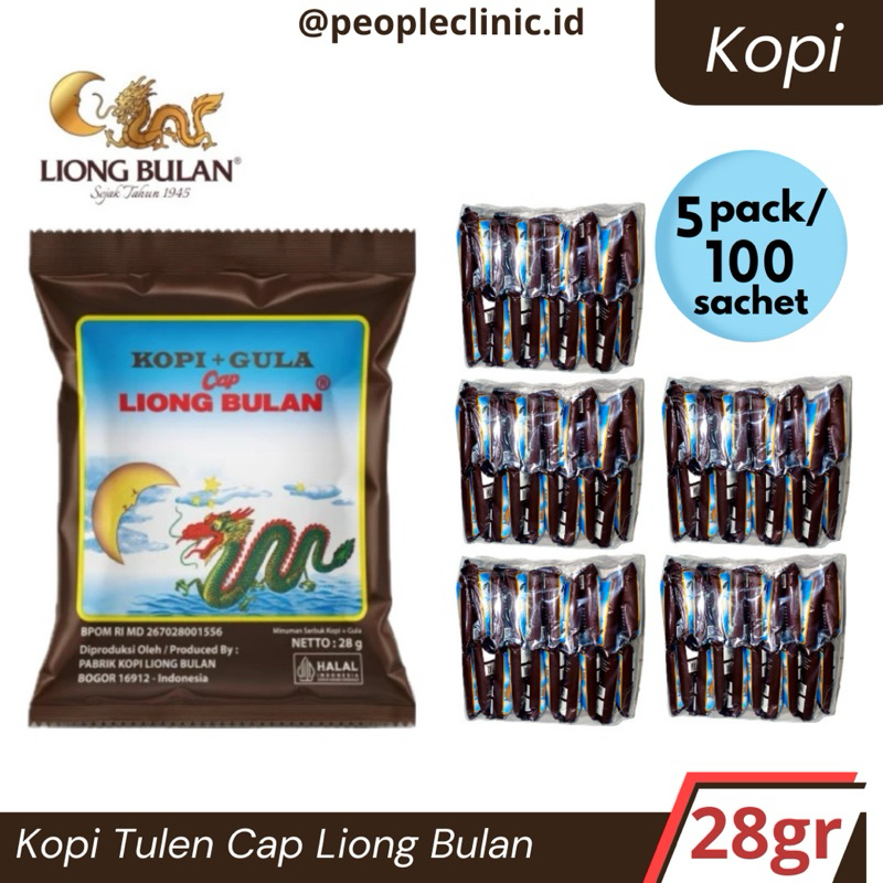 

LIONG PAKET USAHA Kopi Liong Bulan Plus Gula 28gr Isi 5 Pack/100 Sachet