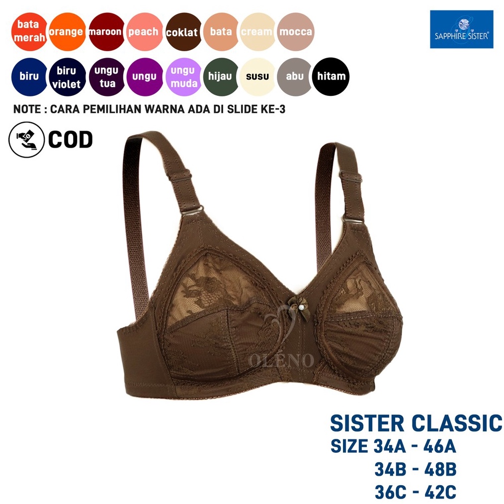 KODE W79Y Sapphire Sister Original Bra Tanpa Kawat Tanpa Busa  Cup A B  C  BH Sister