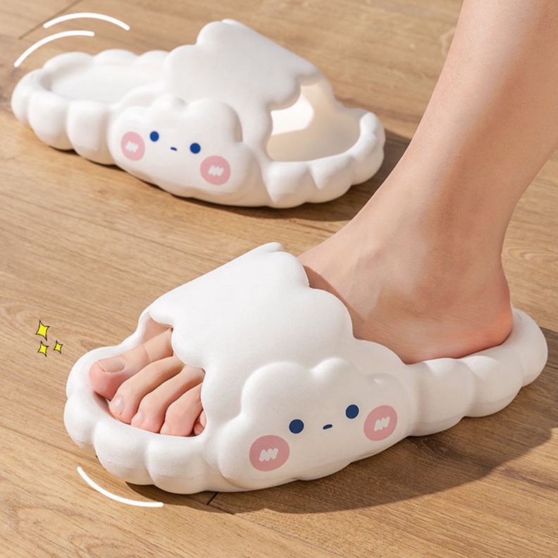 PANAS KOMIN Sandal Awan Kartun Musim Panas Sandal Rumah Ringan Empuk Bahan Eva Tebal Sandal Wanita M