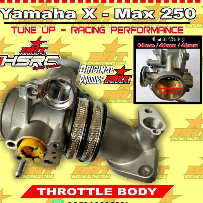 THROTTLE BODY RACING BRT Yamaha XMAX 250 Ukuran 38 40 42 mm TB X-Max Trotol X Max 300 No KTC XTR UMA