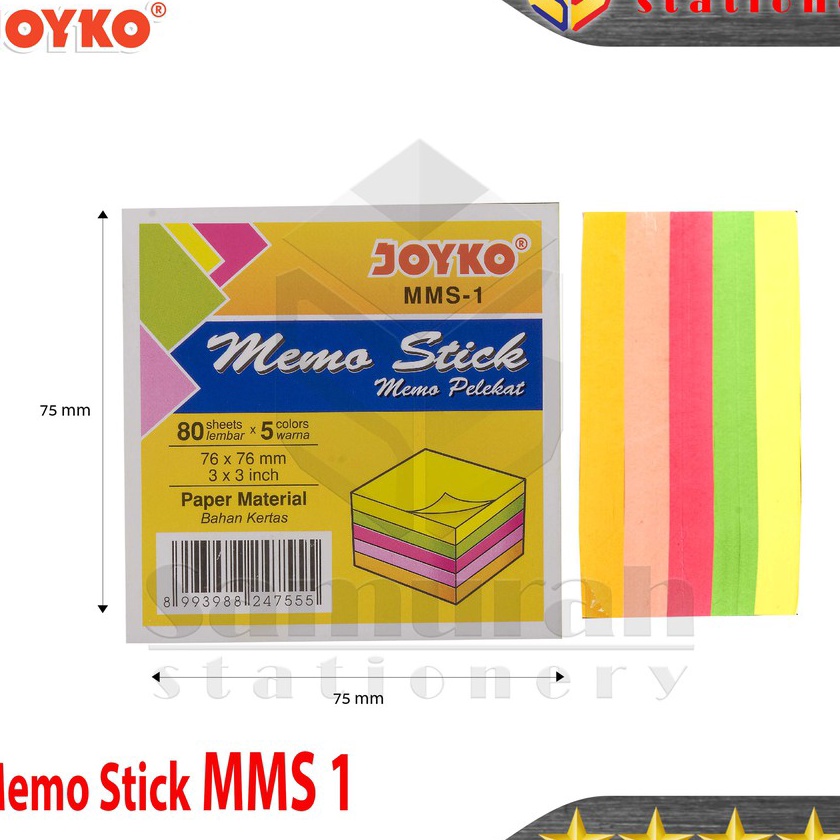 

Mega Memo Stick MMS 1 Joyko Sticky Note MMS1 Kertas Memo Catatan Memo Tempel 5 Warna