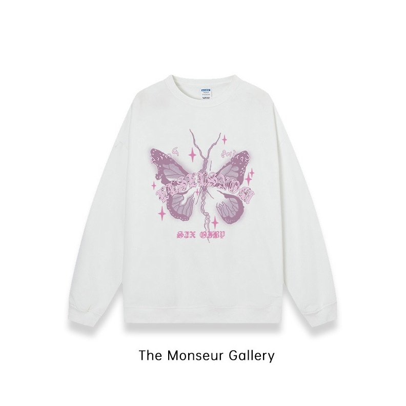 KODE U1A The Monseur Gallery Sweater Wanita Oversize Korean Style Butterfly  Switer Putih