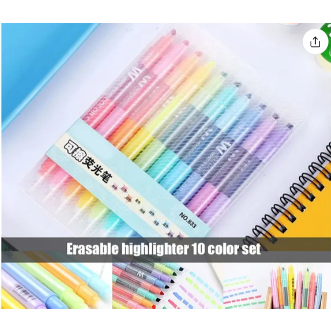 

10pcs Spidol Highlighter Cair Warna Pastel Bisa Dihapus 833