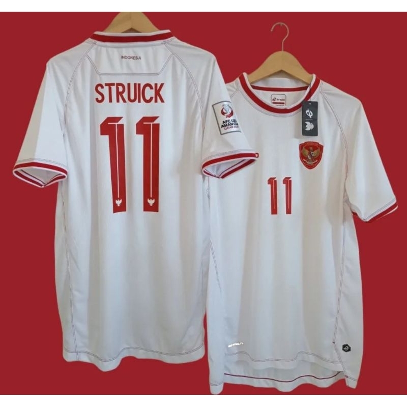 KAOS JERSEY BOLA TIMNAS INDONESIA AWAY PUTIH GRADE ORIGINAL CUSTOM NAMESET