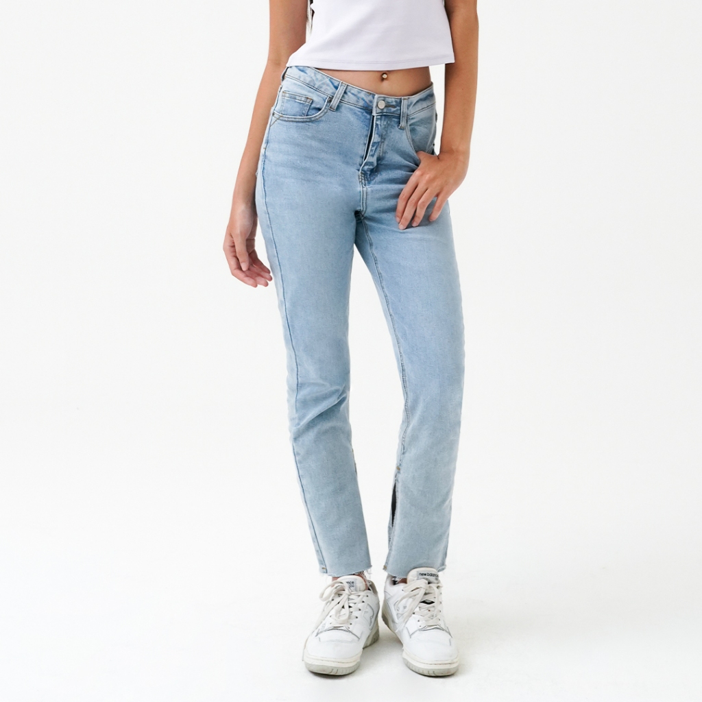 FLIES Denim Pants High Waist Celana Denim Wanita I31000193F Light Blue