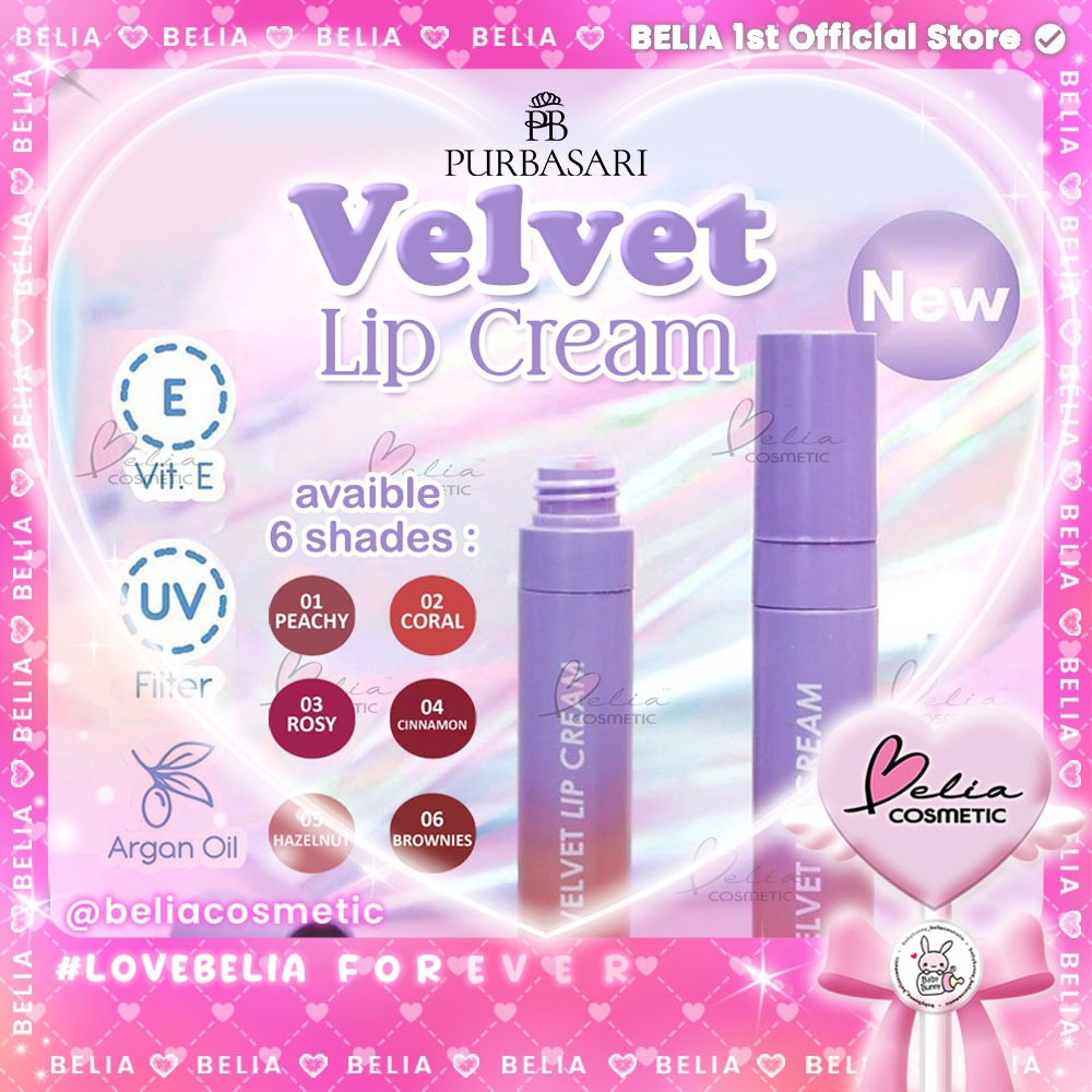 ❤ BELIA ❤ PURBASARI Velvet Lip Cream | Lip Cream Transferproof | with Argan Oil | Vit.E | UV Filter