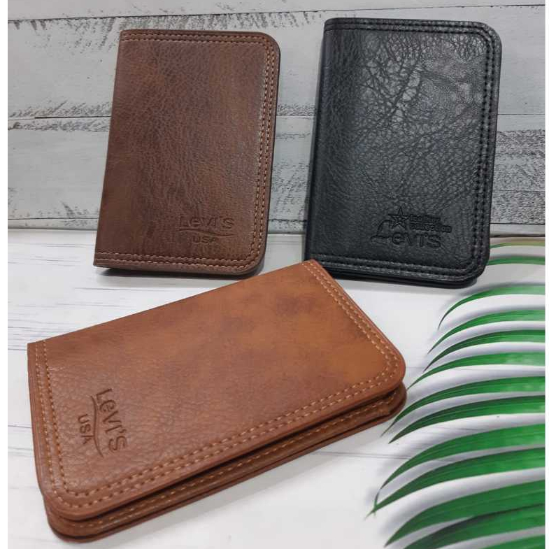 Dompet pria tanggung sintetis uang dan kartu